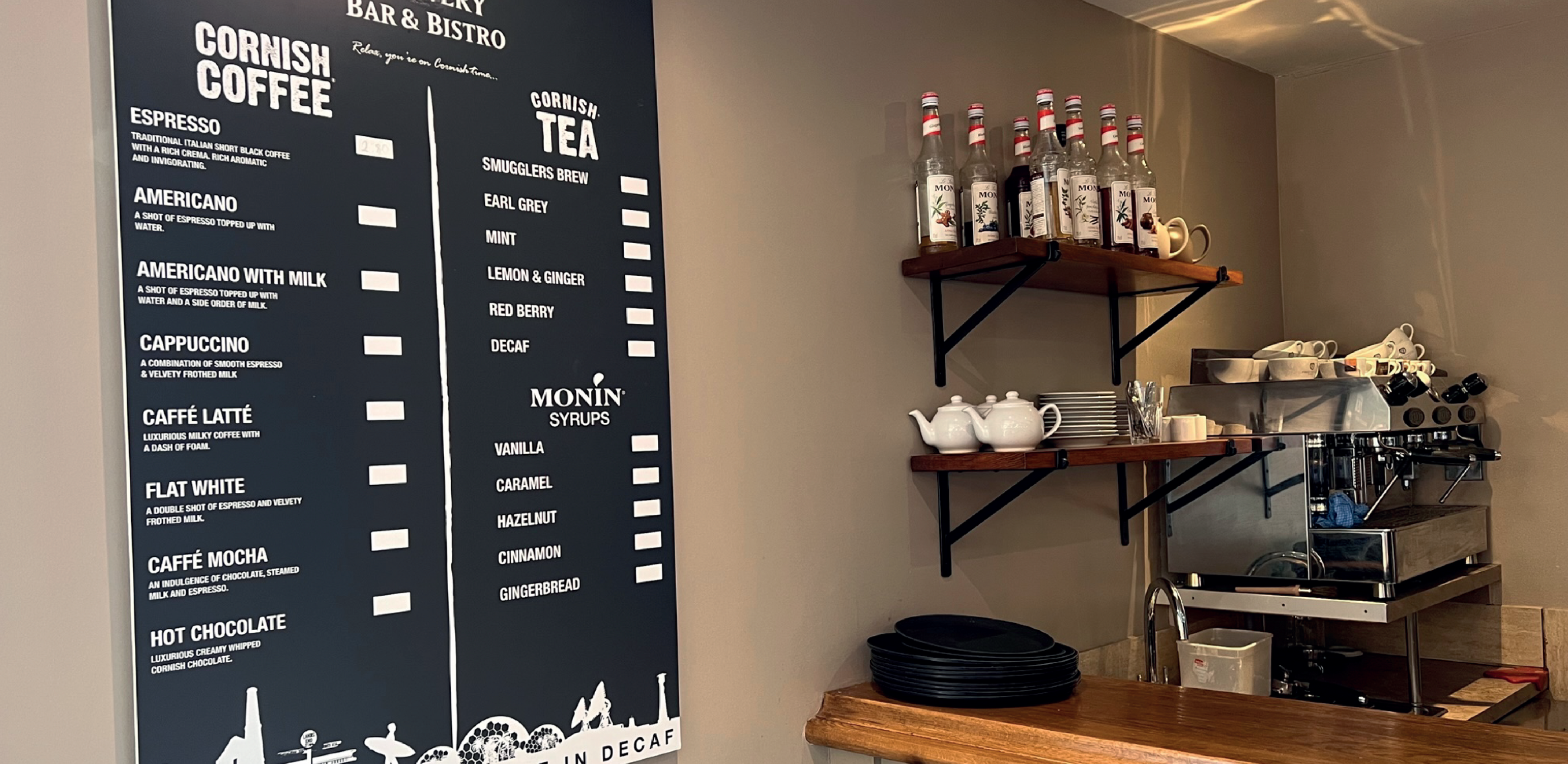 Image example of a Cornish Te & Coffee bespoke Menu Board