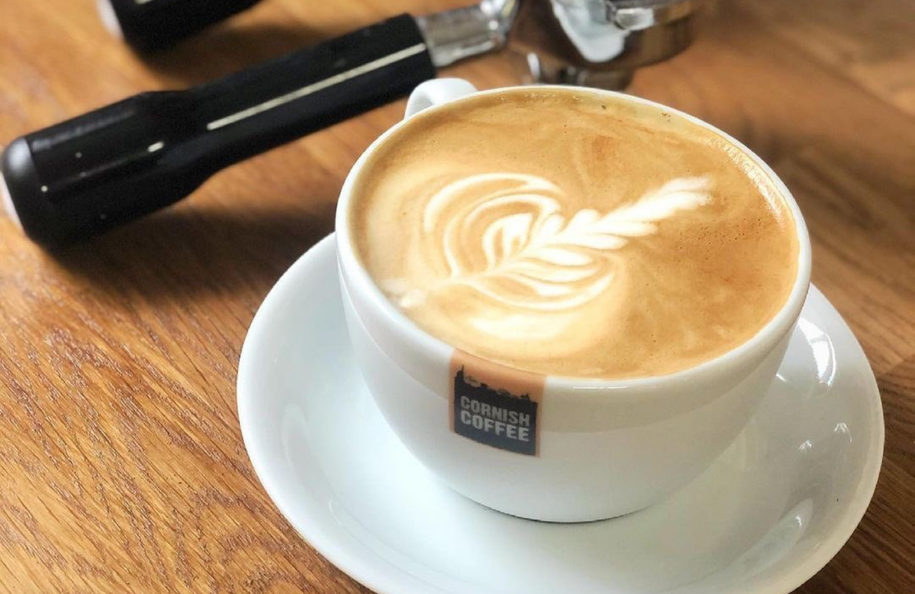Latte in a Cornish Coffee Branded Cup